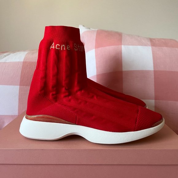 Acne Studios red high top sock sneakers - Picture 2 of 5